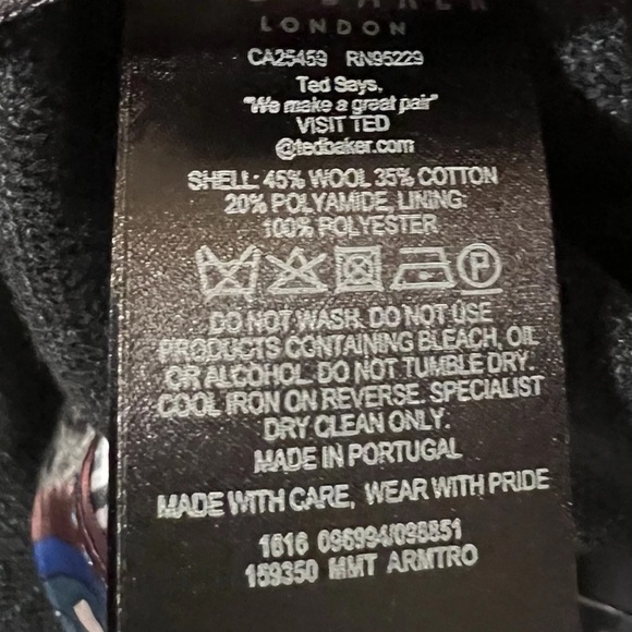 Ted Baker Tonal Check Blue Wool blend Trousers Sz 38R NWT - Picture 5 of 6